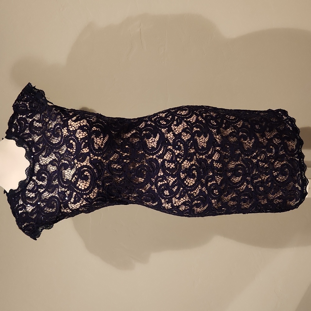 Sequin Hearts Navy Lace Mini Dress- Size 3